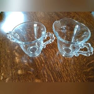 Vintage Dainty Glass/Crystal Candlewick Sugar and Creamer Set